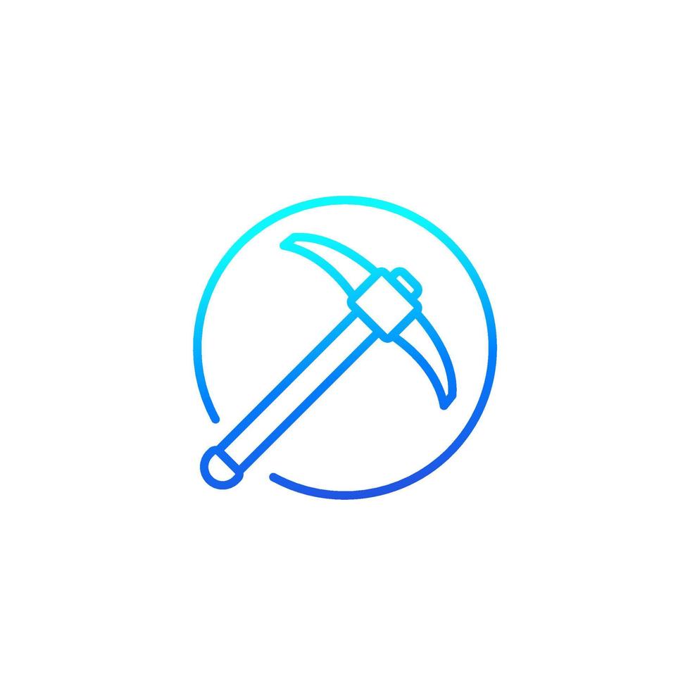 pick axe line icon on white vector