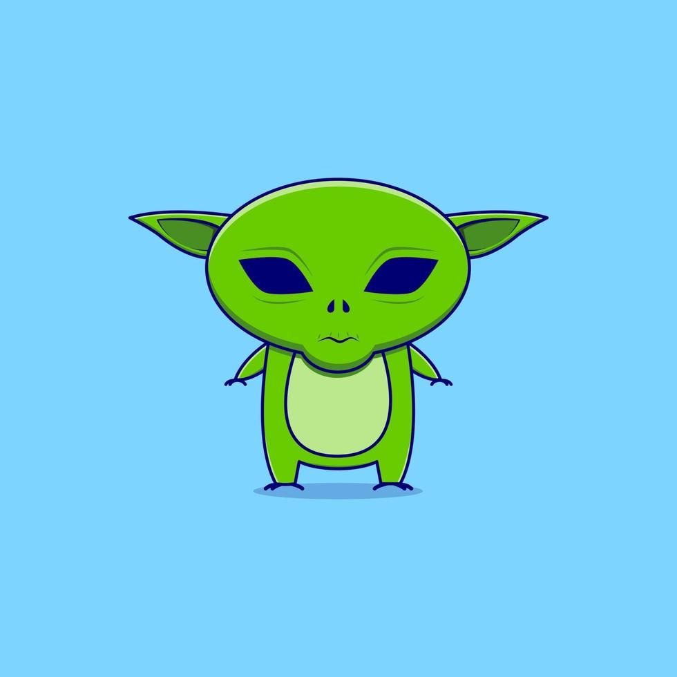 Cute alien cartoon vector icon illustration
