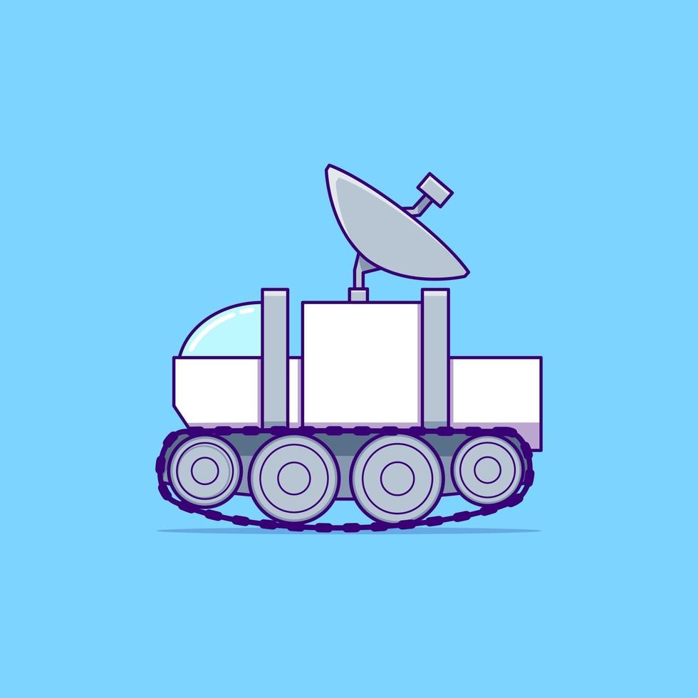 Truck with round antenna cartoon icon illustration vector