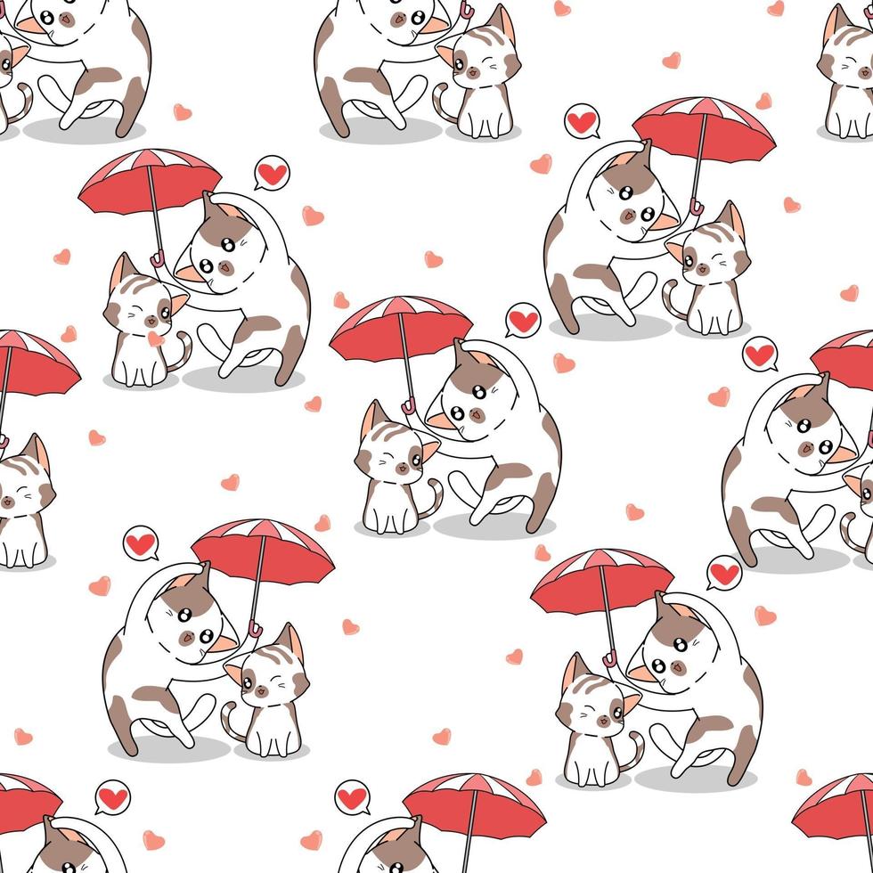 Seamless cats in umbrella pattern vector