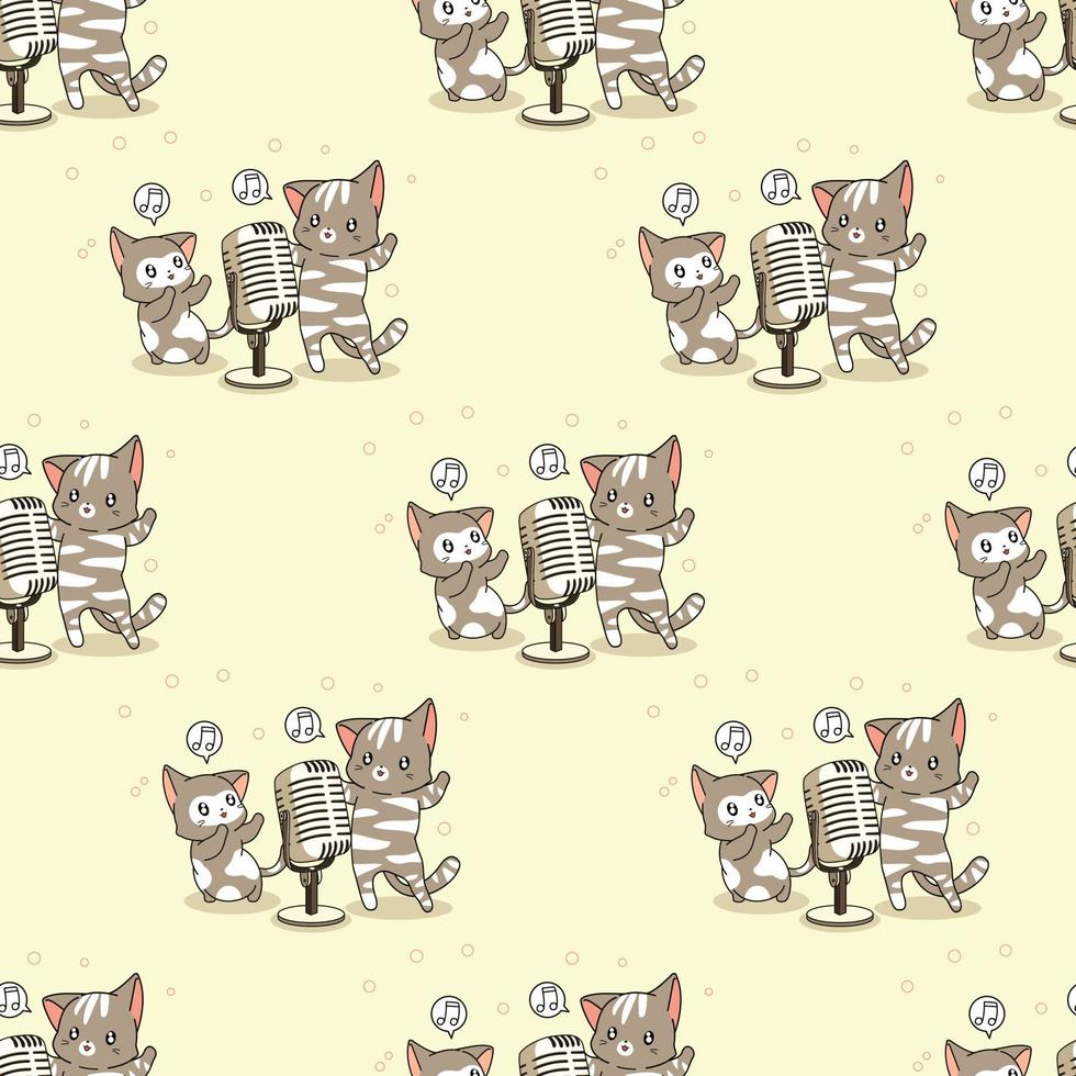 Seamless cats are singing pattern vector