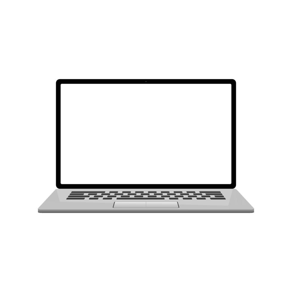 3d Flat mockup Laptop computer with white screen and keyboard vector