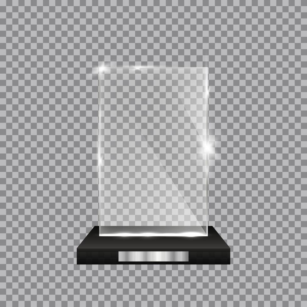 trofeo de cristal realista y premio ganador ilustración vector