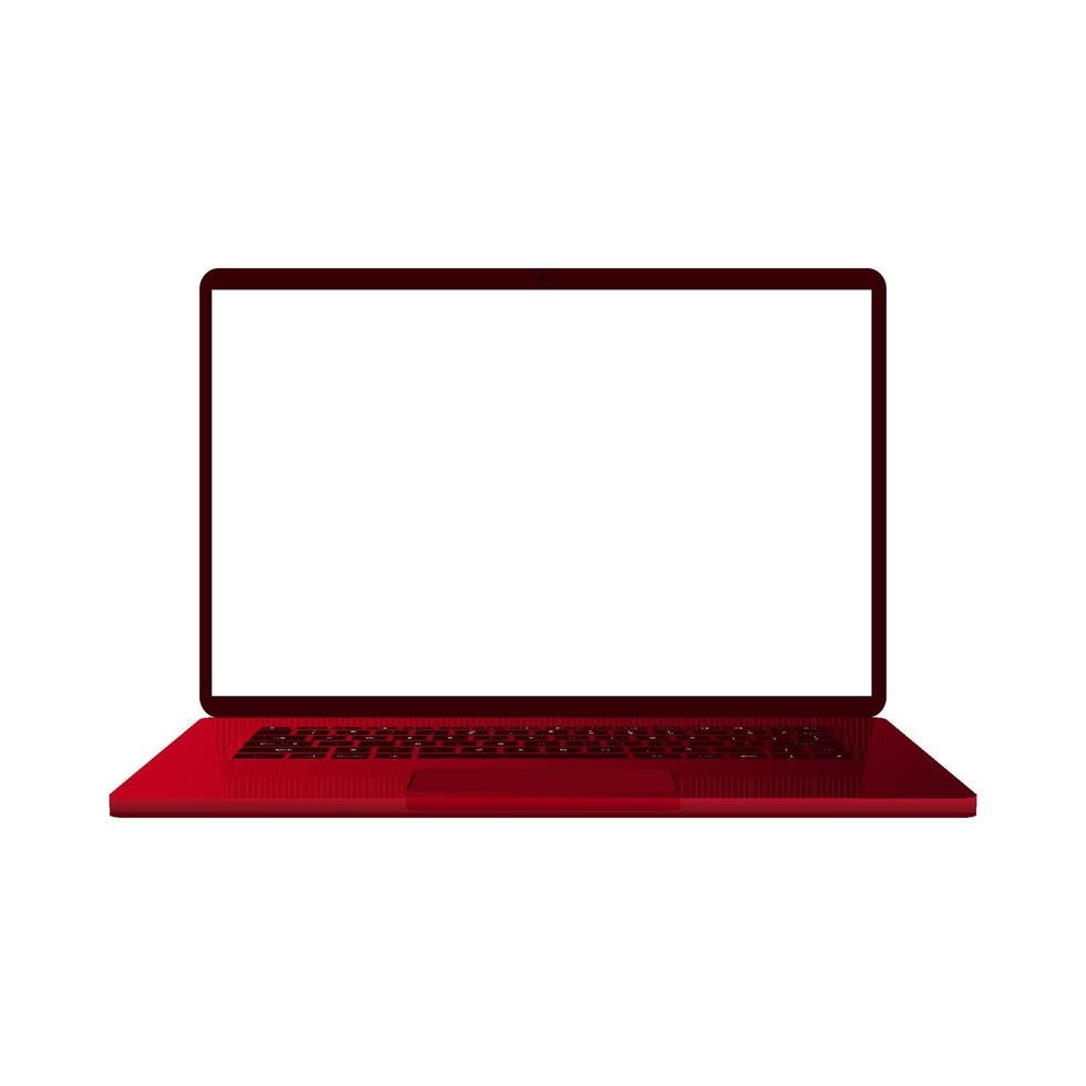 3d Flat mockup Laptop computer with white screen and keyboard vector