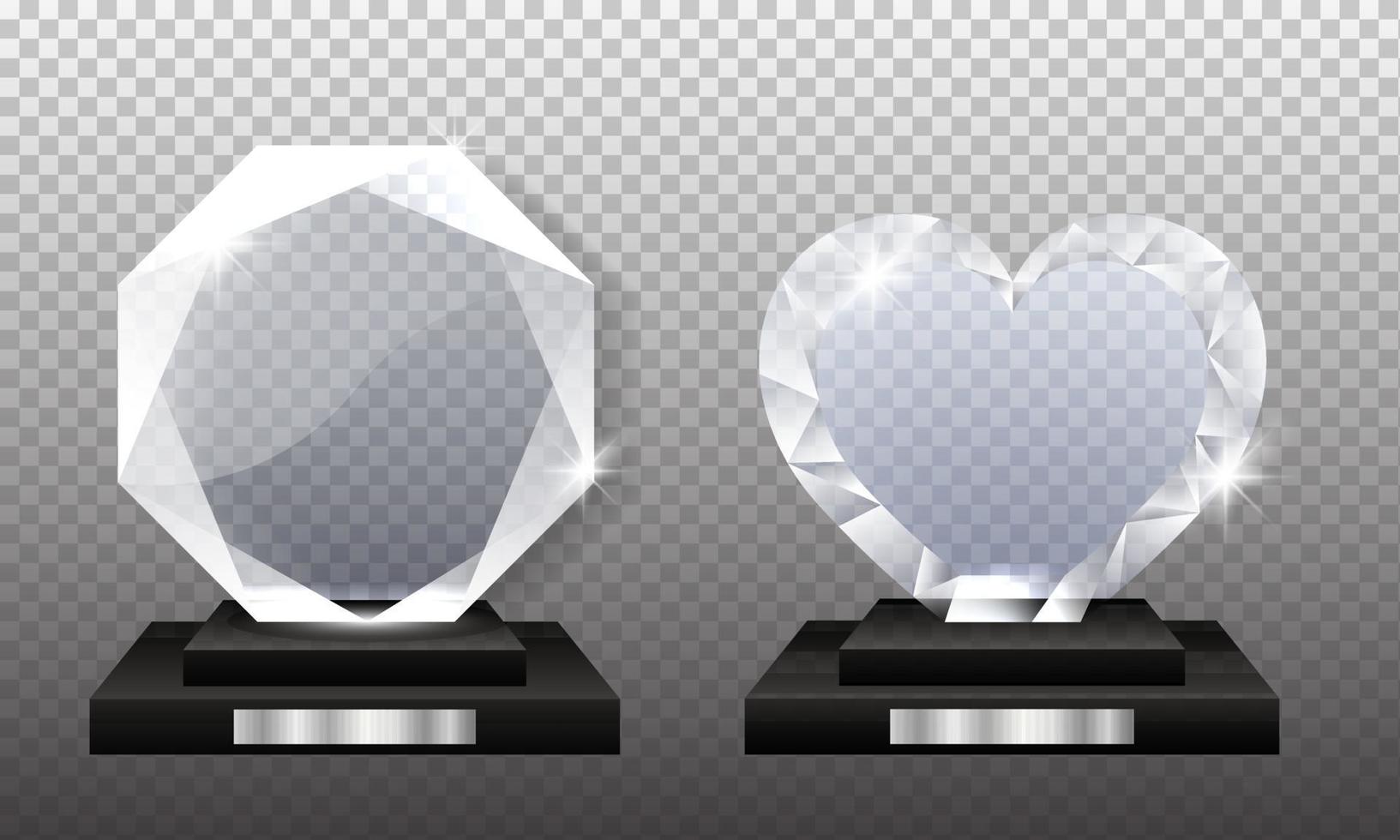 Realistic Glass trophy and winner award illustration vector