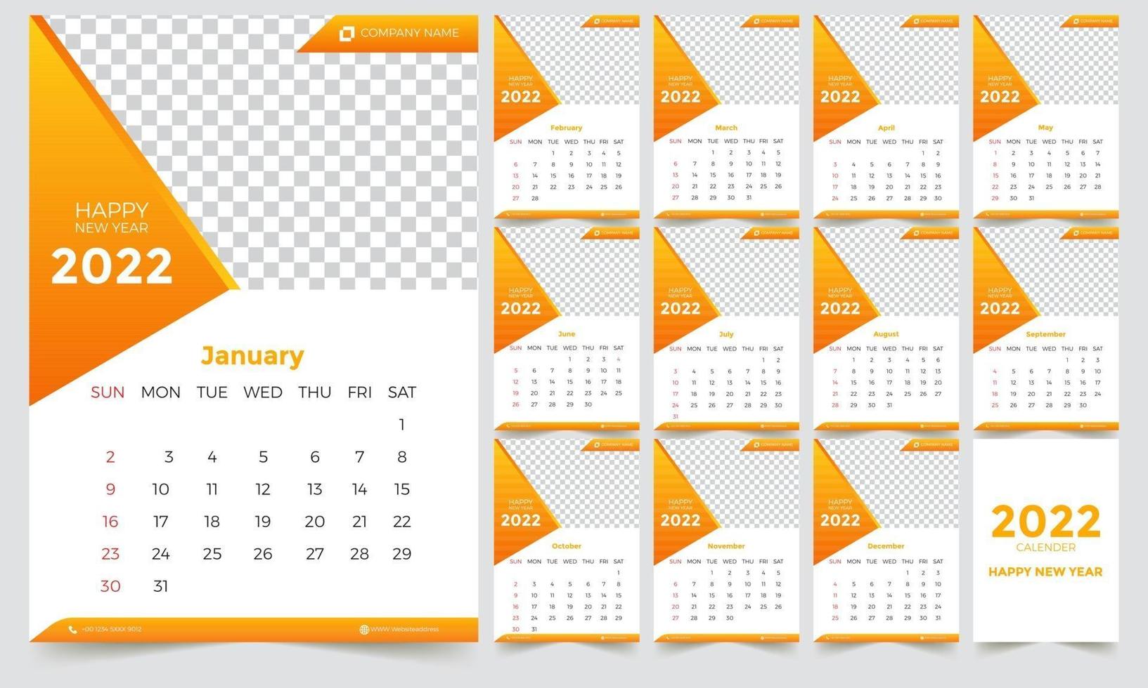 Wall Calendar 2022 vector