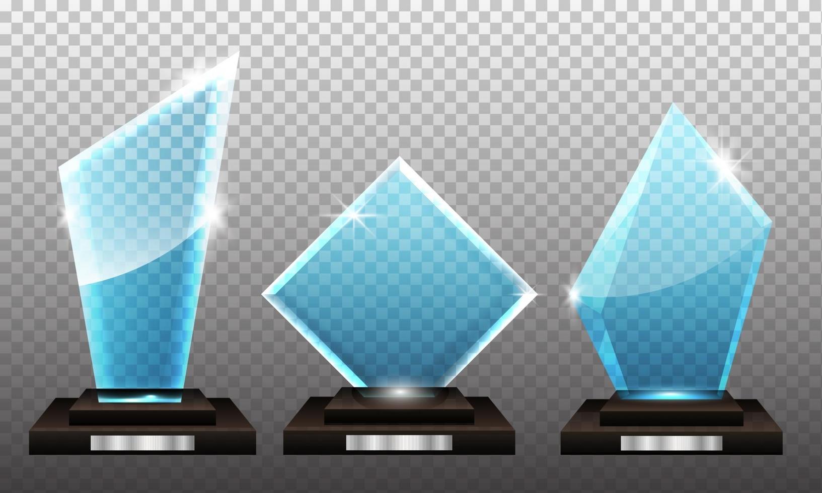 Realistic Glass trophy and winner award illustration vector