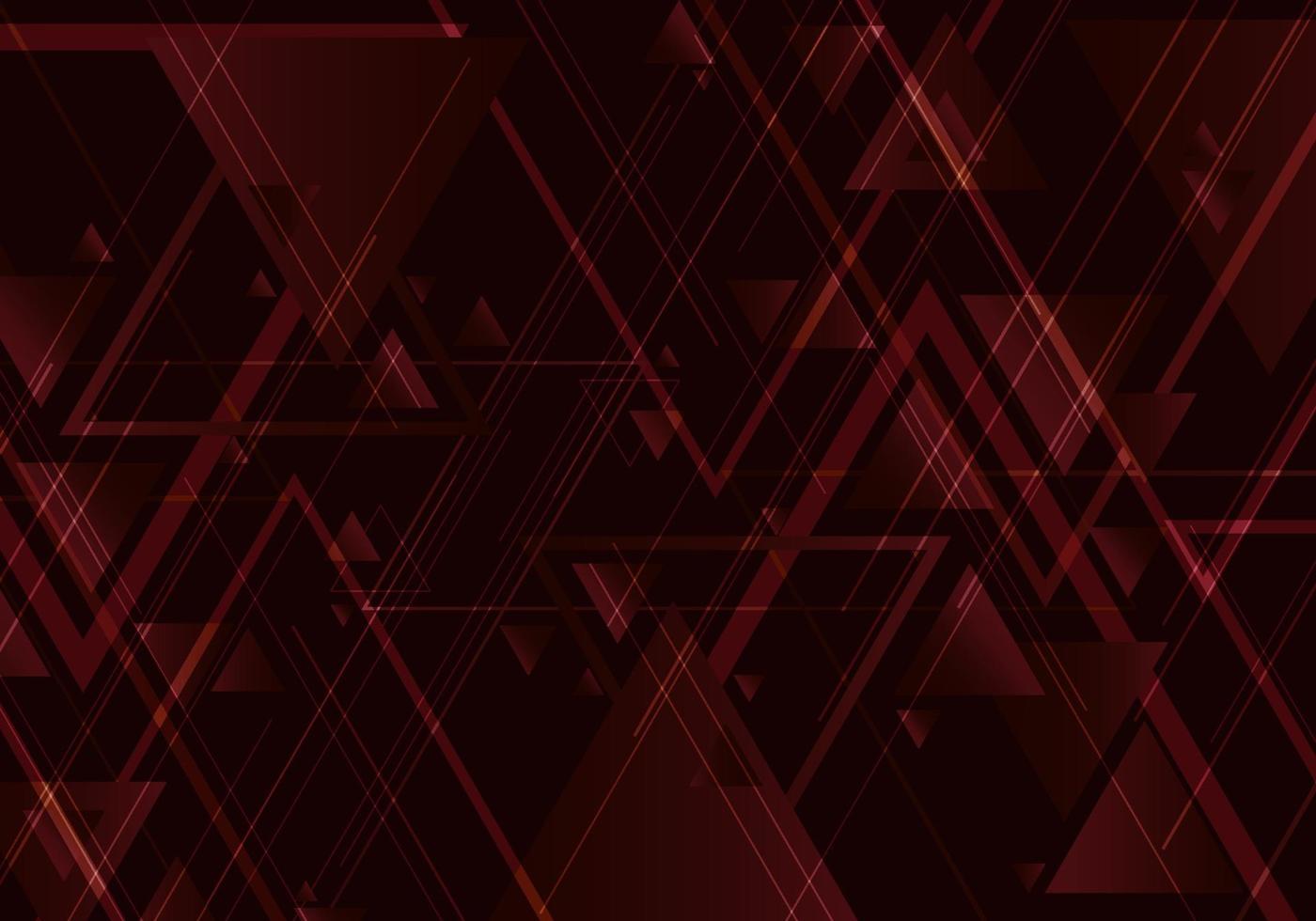 Abstract red triangles shape and lines on black background vector