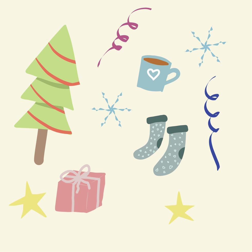 Winter christmas things icon vector