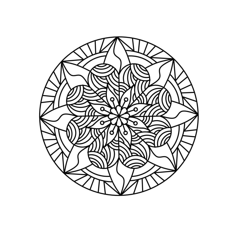 Round ornamental mandala vector shape isolated on white