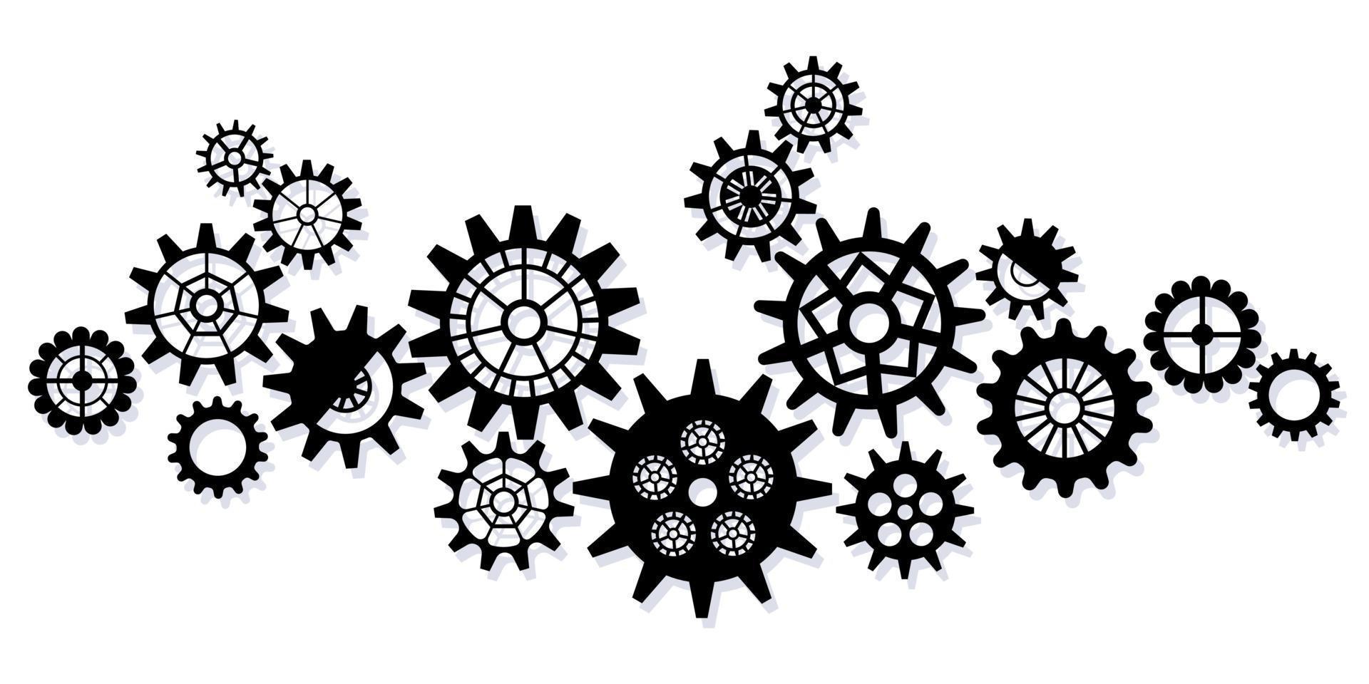Steampunk gear set. Vintage cogwheels and gears 3463693 Vector Art at