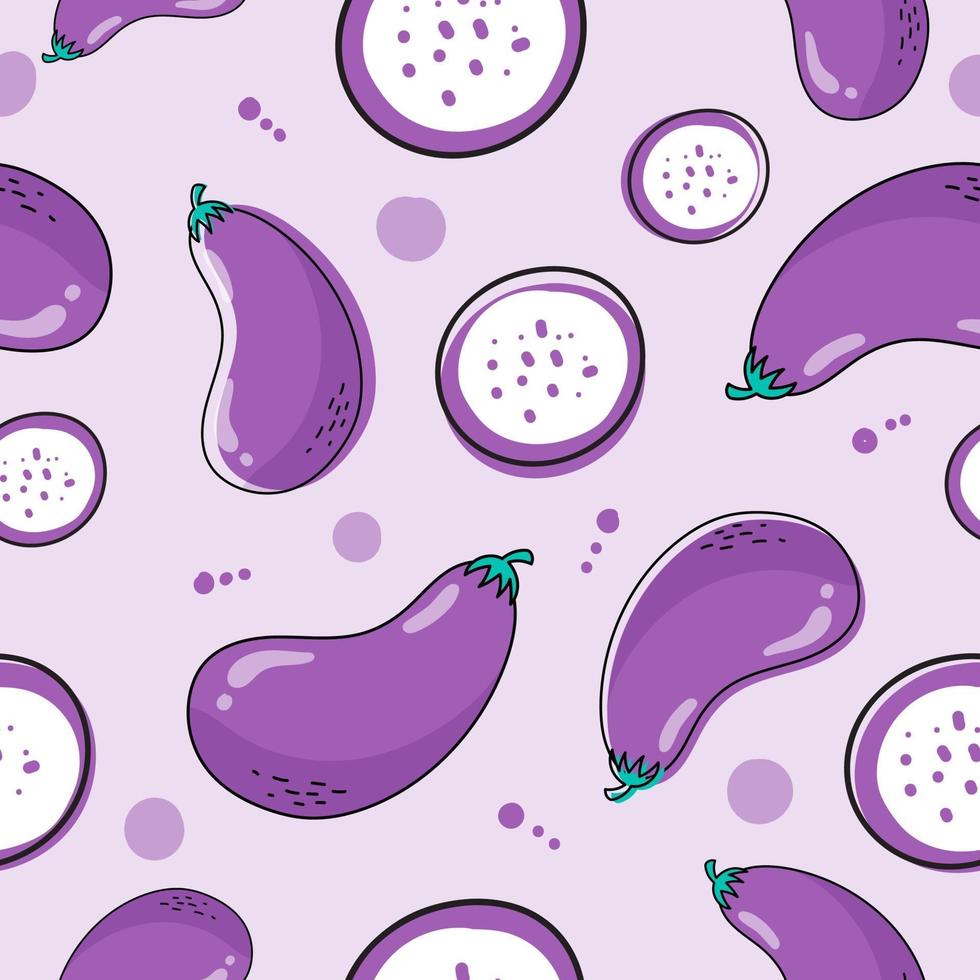 Seamless pattern eggplant isolated on white background vector