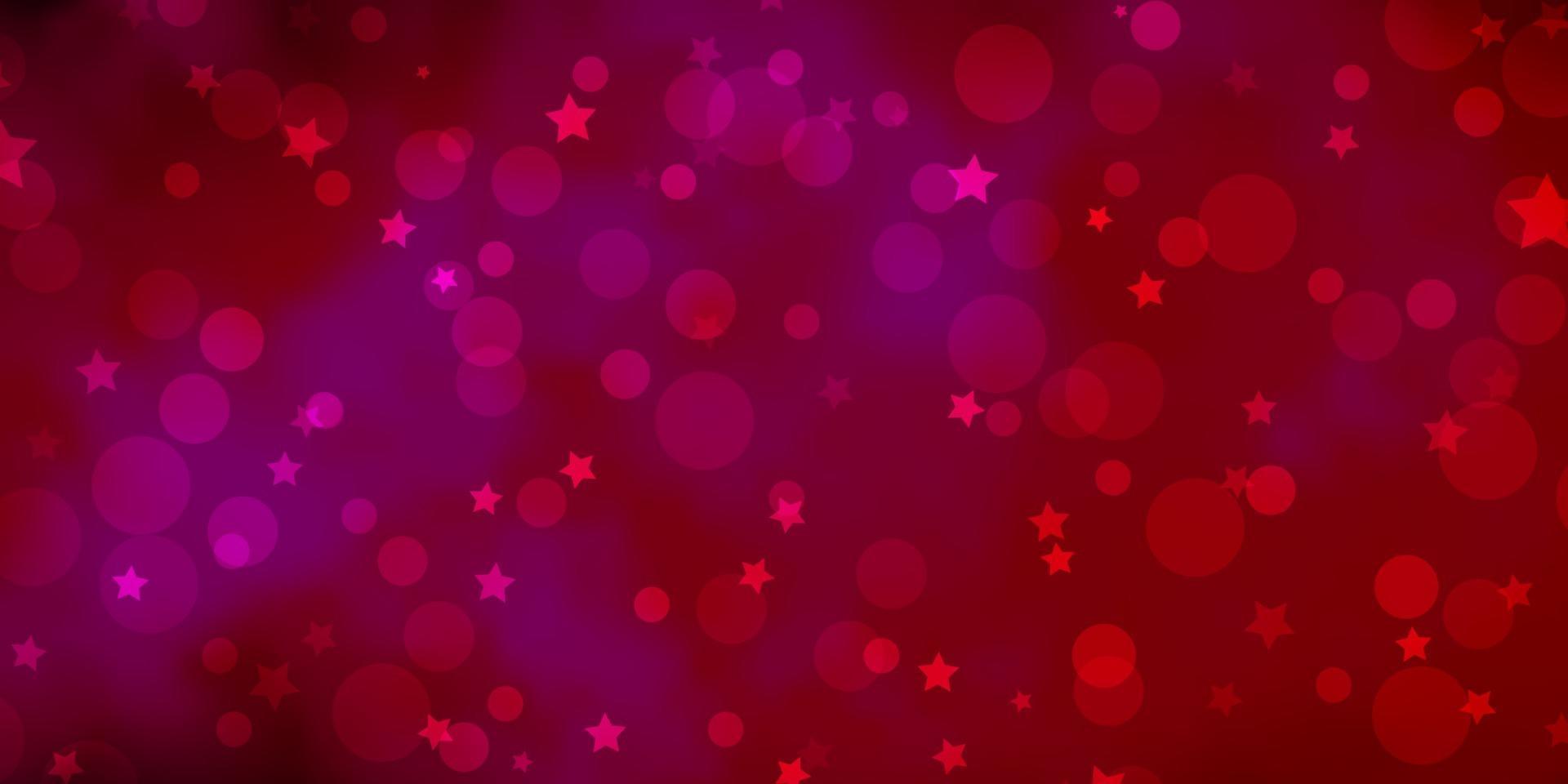 diseño de vector rosa claro con círculos, estrellas.