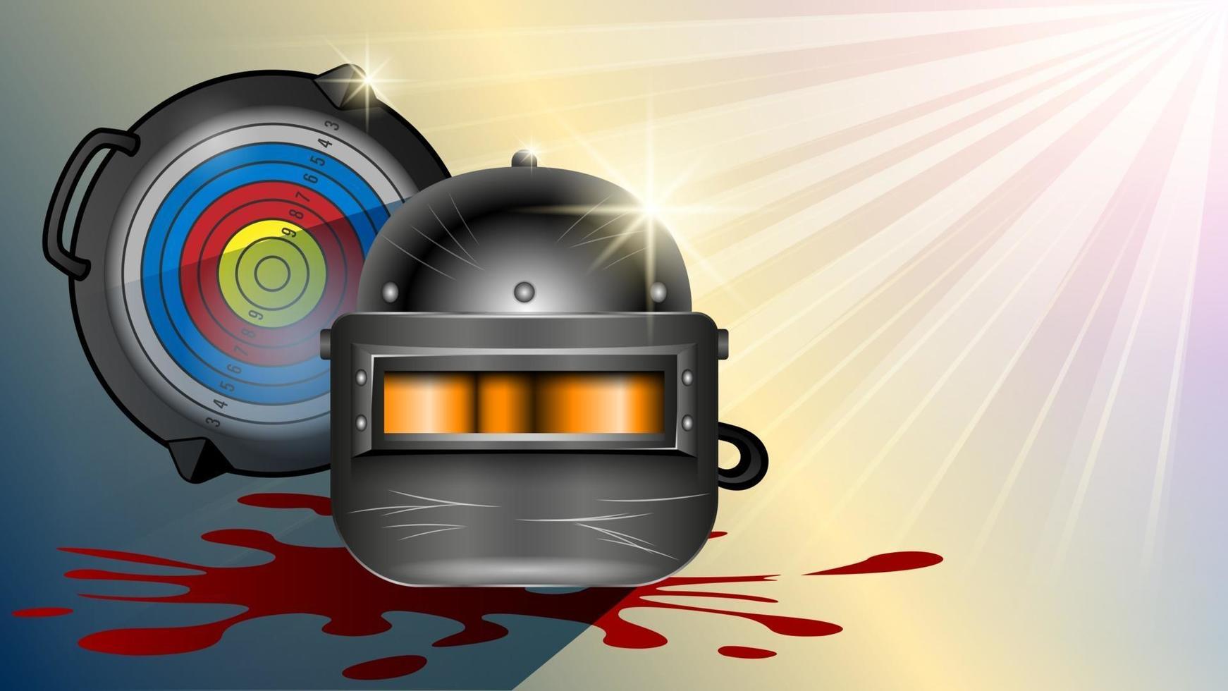 Helmet and frying pan realistic vector