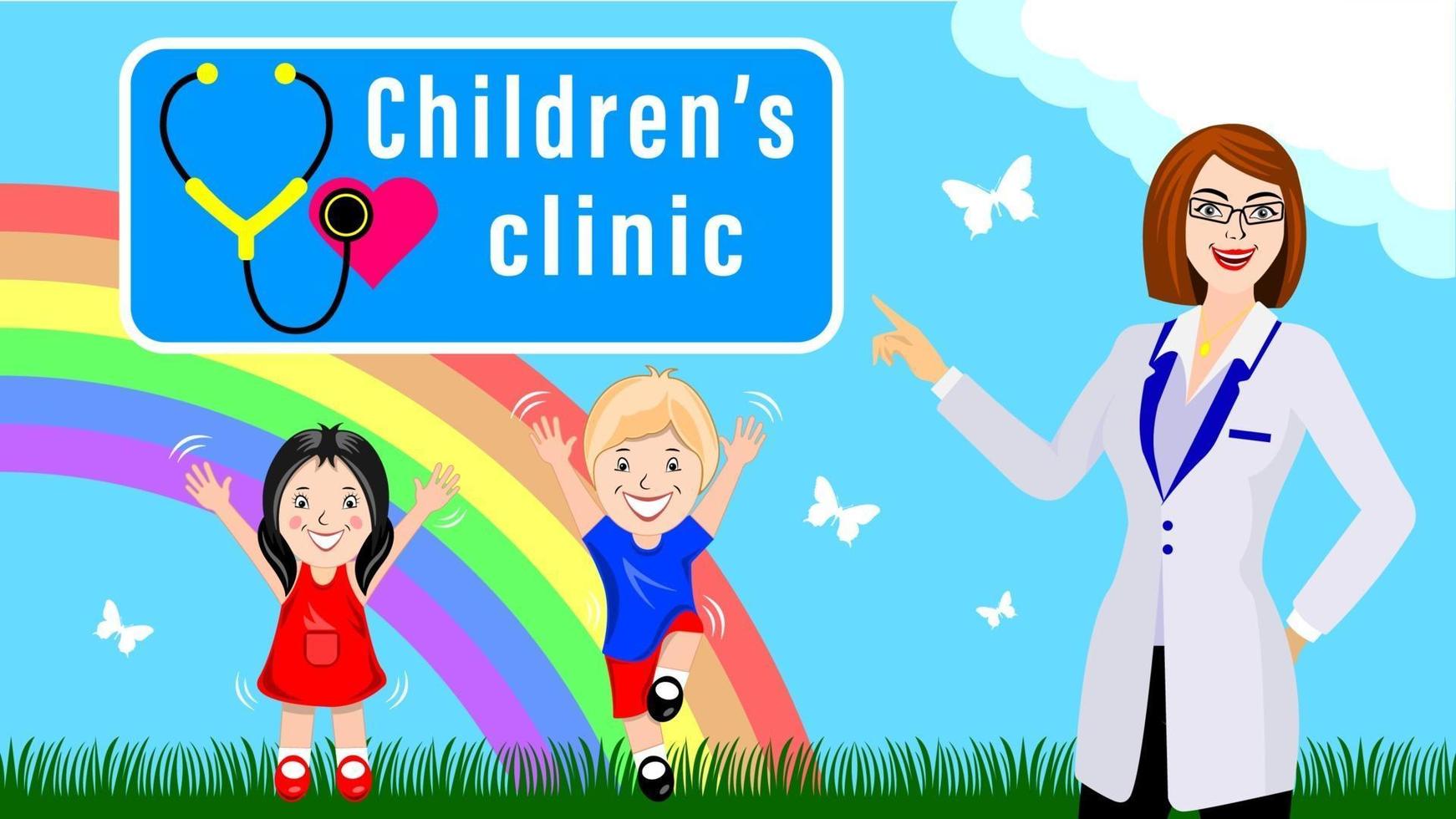 fondo de clínica de niños pediatra vector