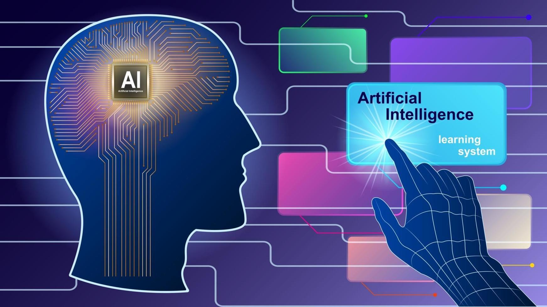 Chipset brain head human cyberspace vector