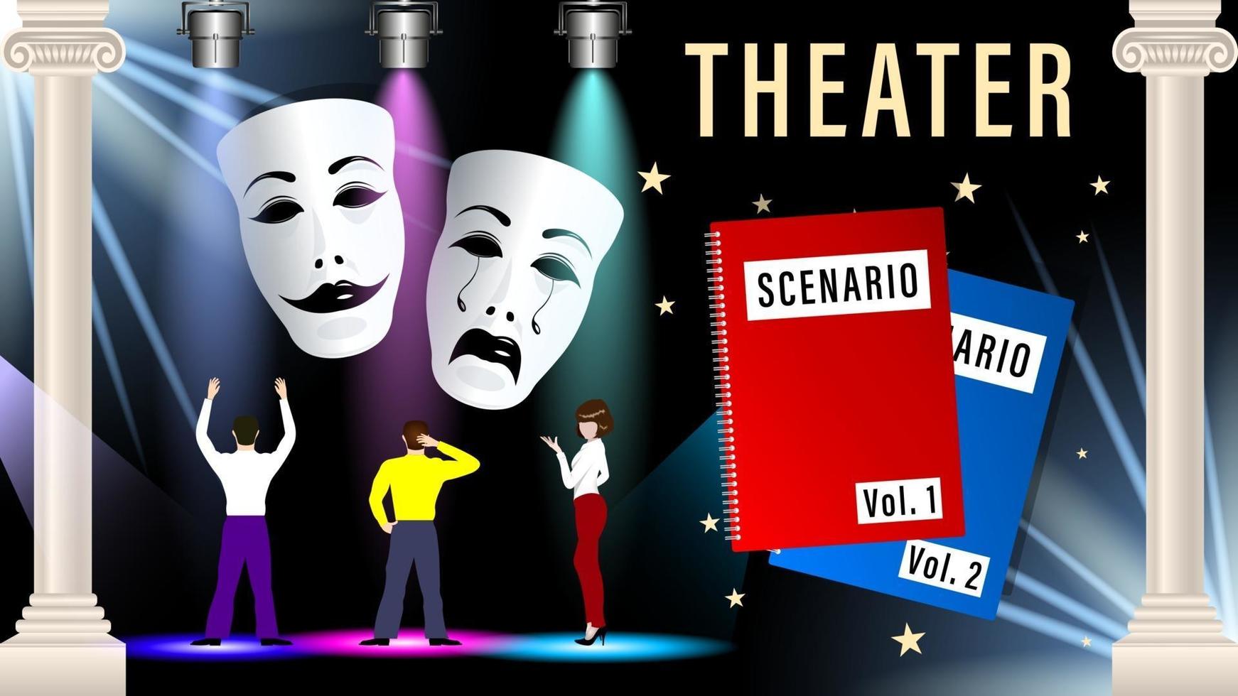 Theater composition cartoon background vector