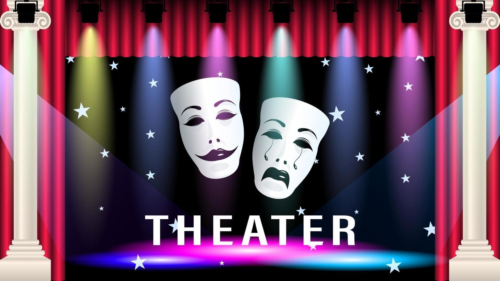 escena de teatro y mascaras vector