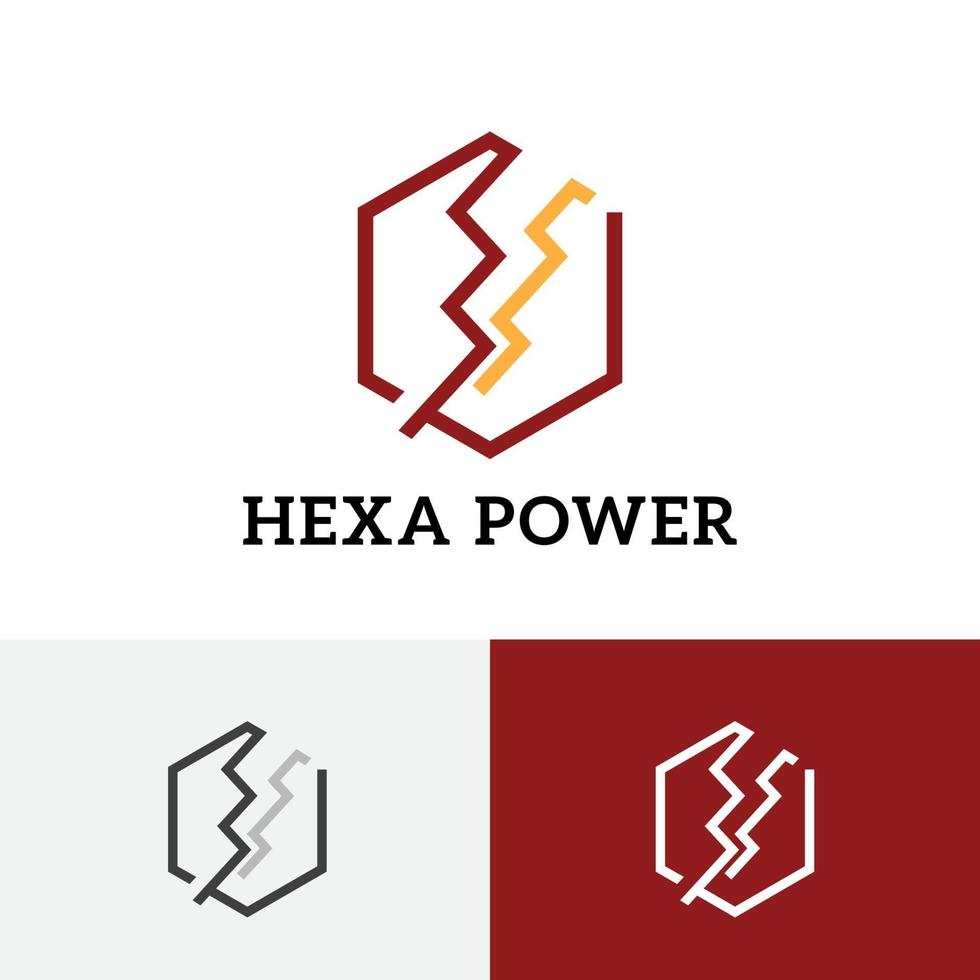 logotipo de línea de electricidad de energía de energía de tormenta de truenos hexagonal vector