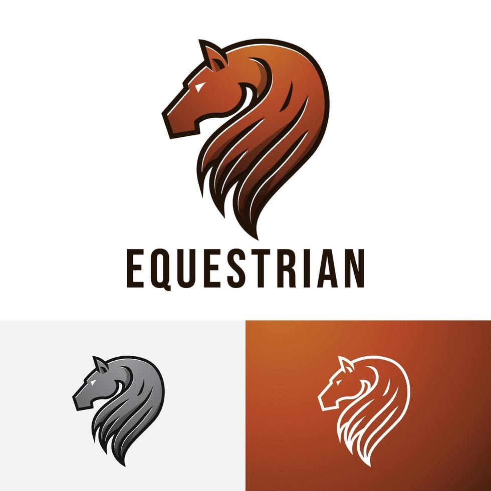 carrera de caballos ecuestres hermoso caballo de carreras pelo largo logo vector