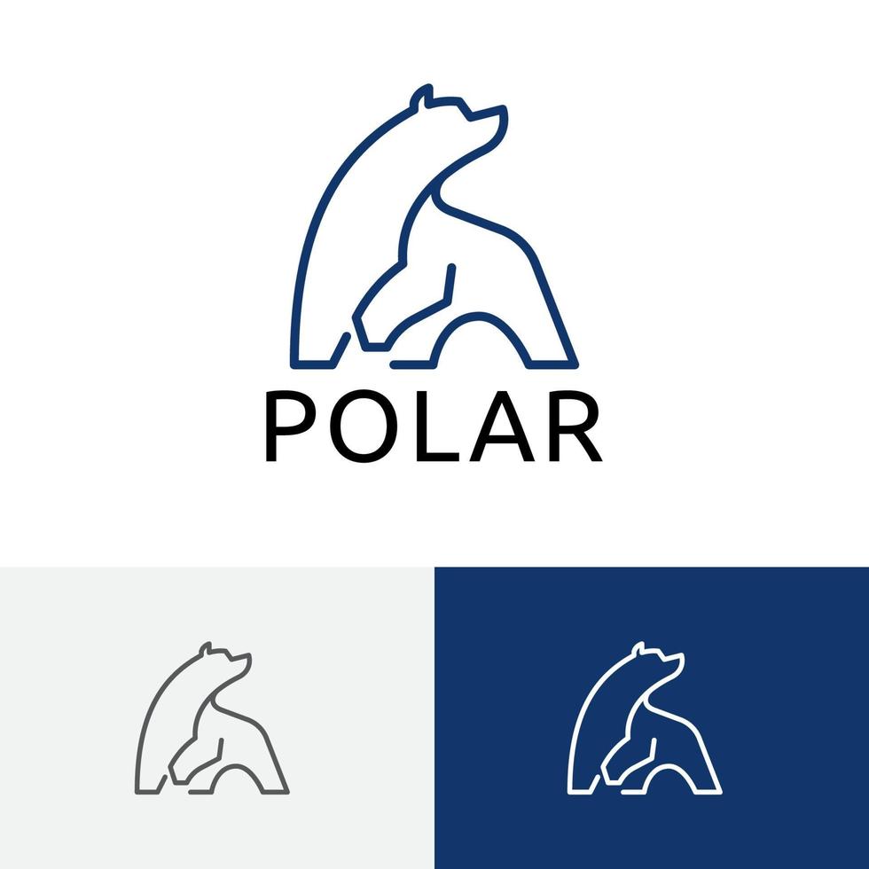logo de línea abstracta de hielo fresco de gran oso polar vector