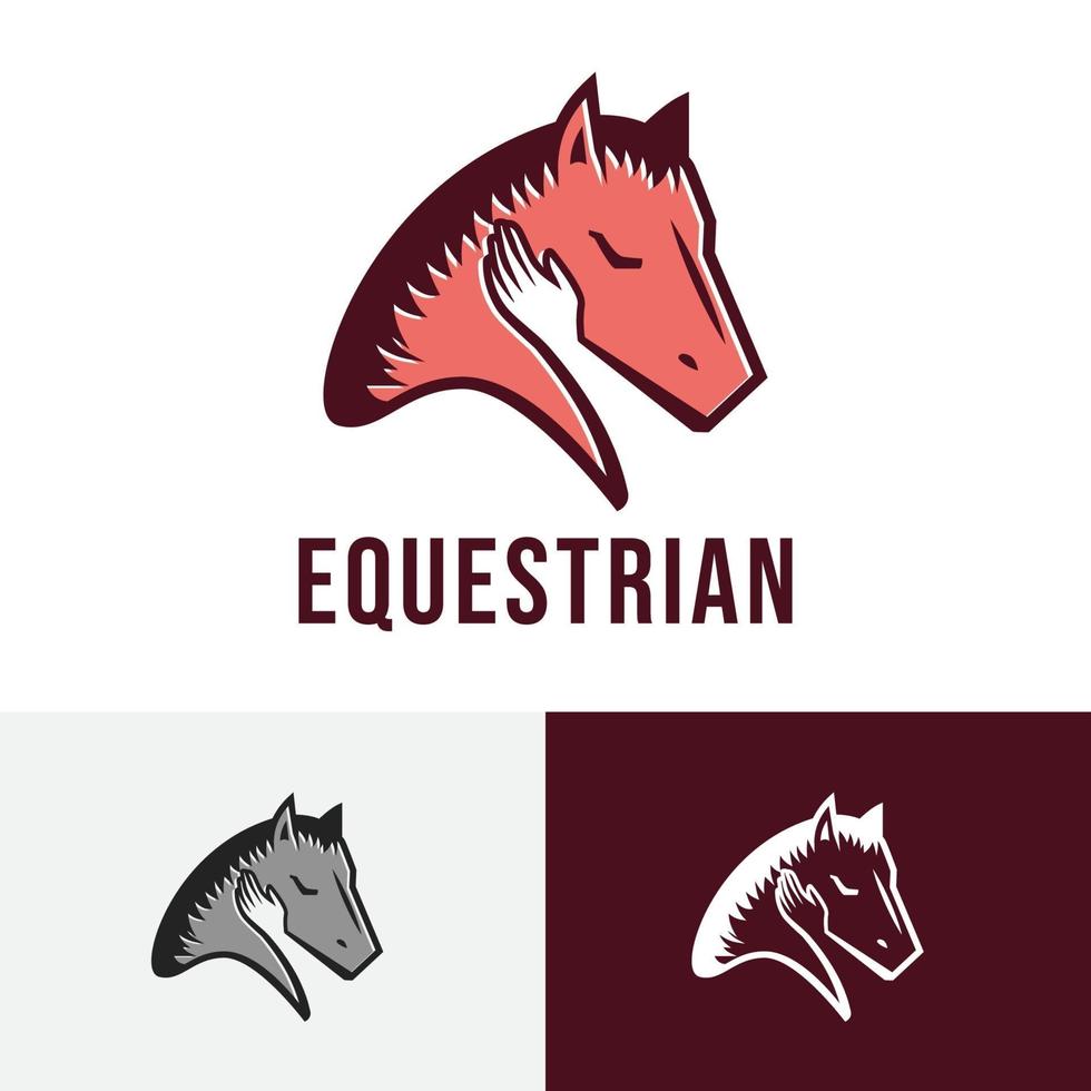 jinete ecuestre mano carrera de caballos caballo de carreras logotipo estable vector