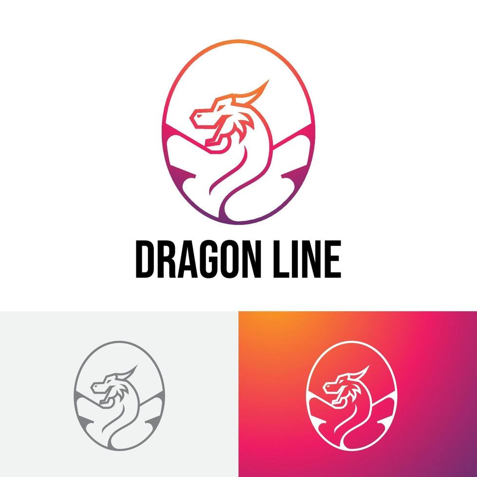 Circle Dragon Angry Legendary Animal Logo Symbol vector