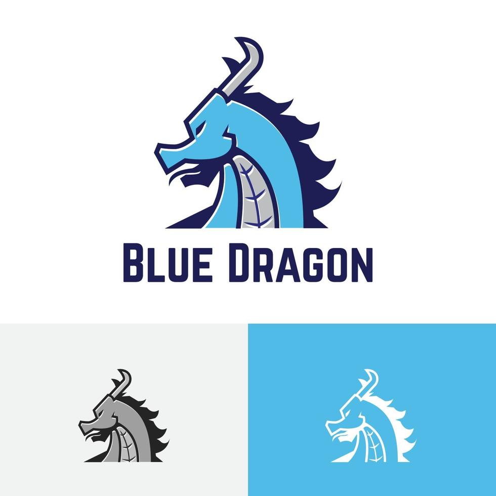 Blue Dragon Head Cool Esport Game Logo vector