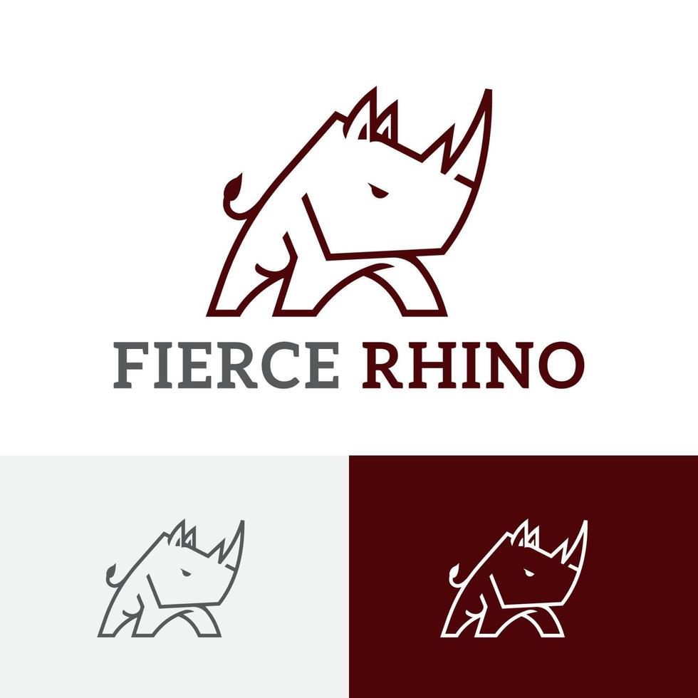 Fierce Alert Rhino Rhinoceros Animal Security Simple Line Logo vector