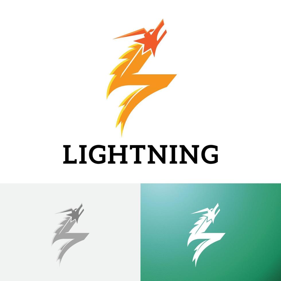 Flash Lightning Thunder Dragon Electricity Power Energy Logo vector