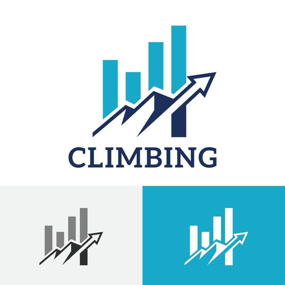 logotipo de gráfico de barras financieras de negocios de inversión de montañ vector