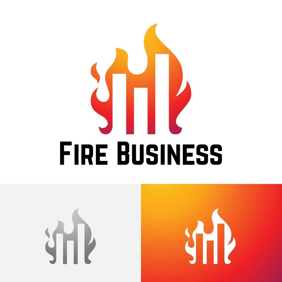 Hot Fire Flame Investing Business Financial Bar Chart Logo vector