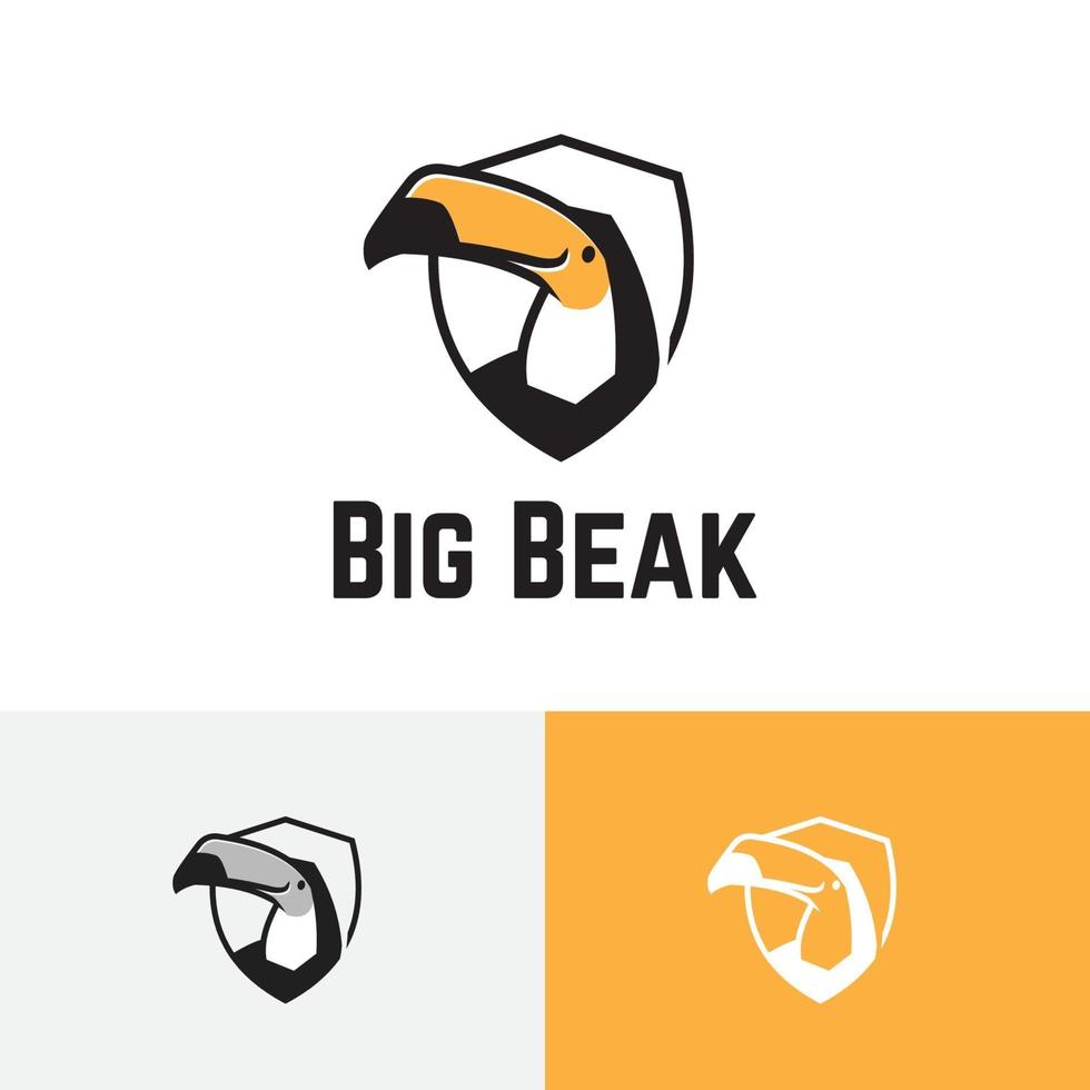 Big Beak Bill Toucan Bird Shield Wildlife Reserve Zoo Animal Logo vector