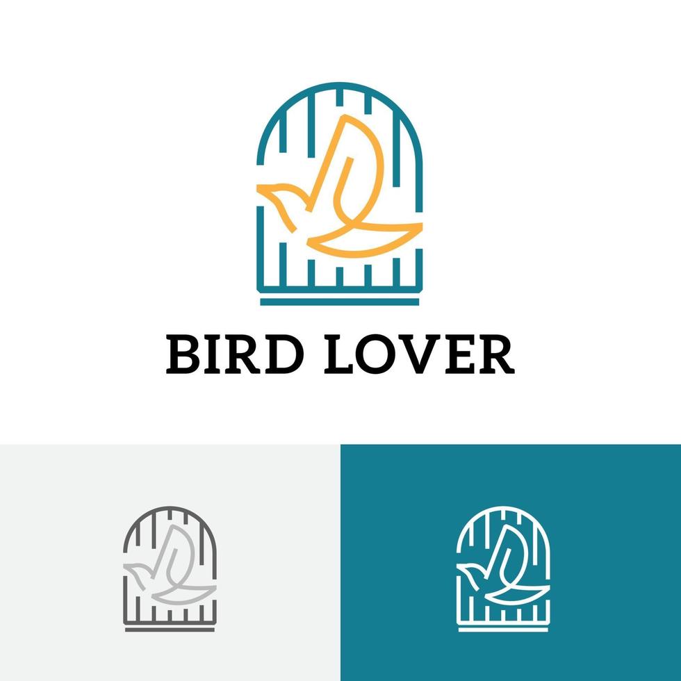 Canary Bird Lover Community Abstract Line Cage Logo vector