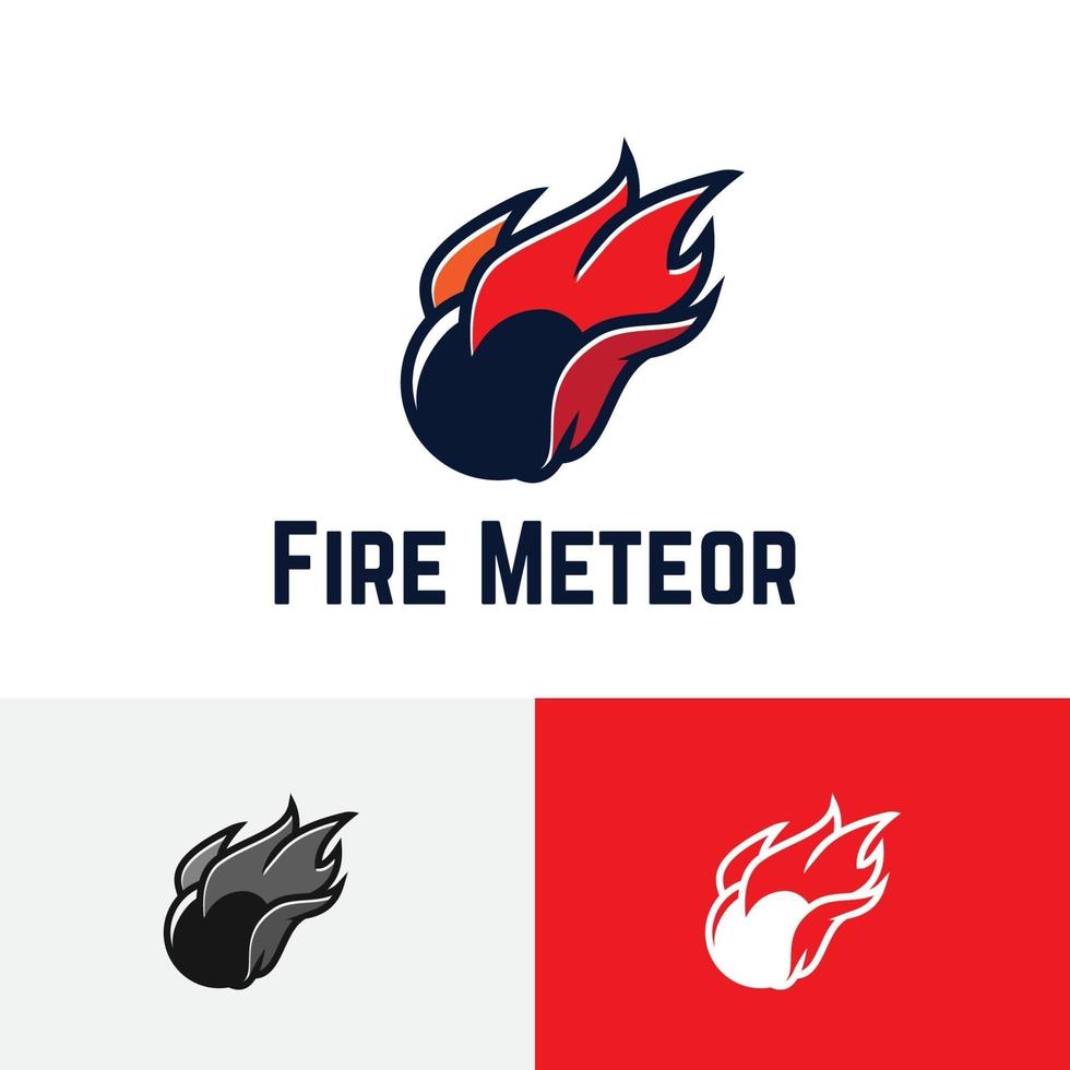 fuego meteorito bola cometa caída espacio juego deporte logo vector