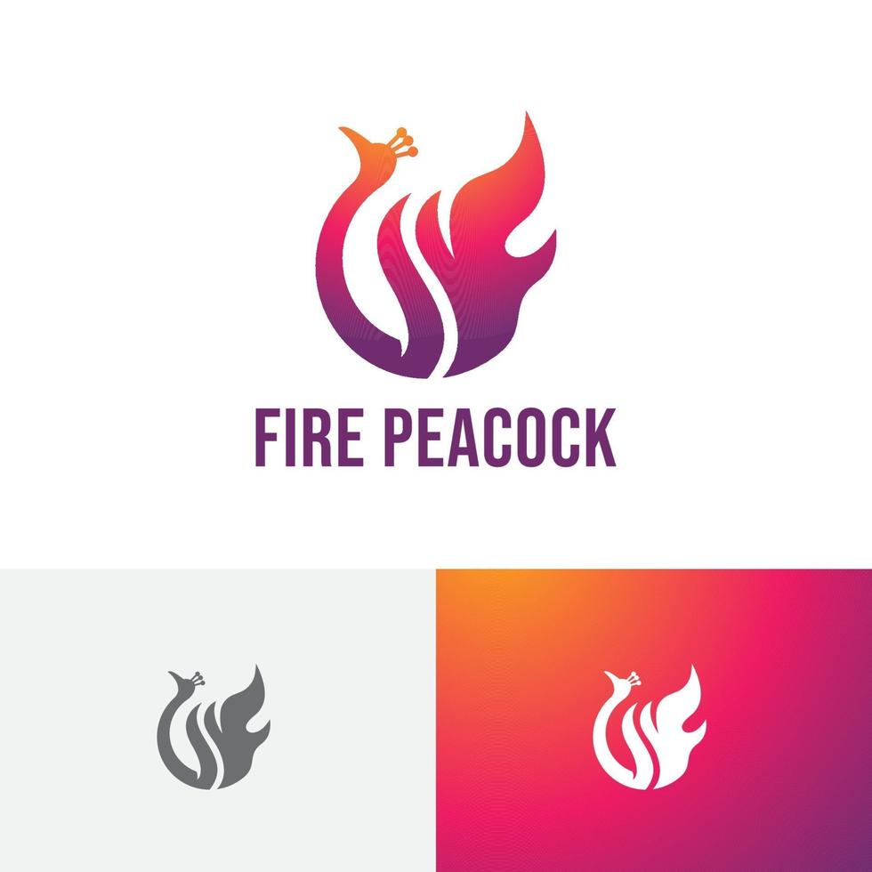 Fire Flame Peacock Phoenix Hot Modern Simple Business Logo vector