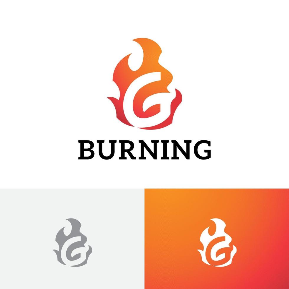 G Letter Burning Hot Flame Fire Gas Danger Logo vector