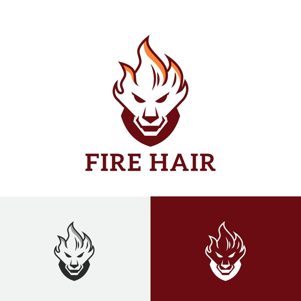 fuego pelo tigre cabeza de león juegos esport logo vector