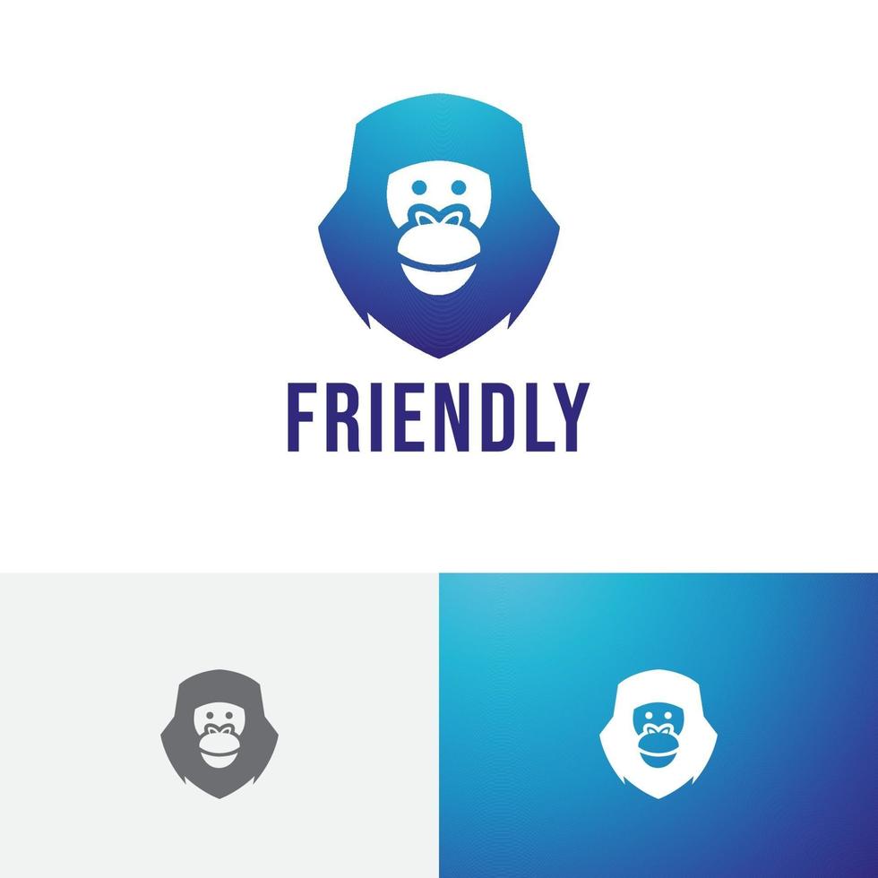 Friendly Gorilla Smiling Monkey Ape Animal Nature Logo vector