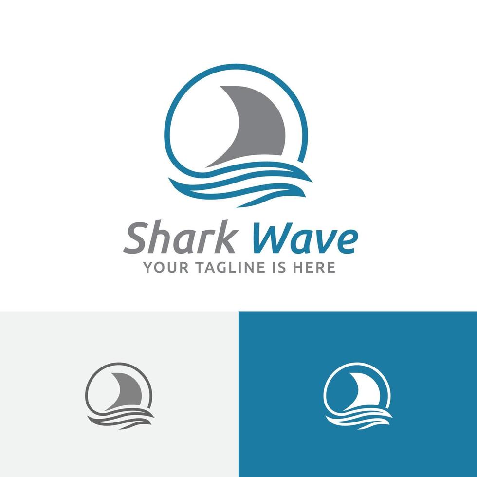 Shark Fin Fish Wave Ocean Wildlife Circle Logo vector