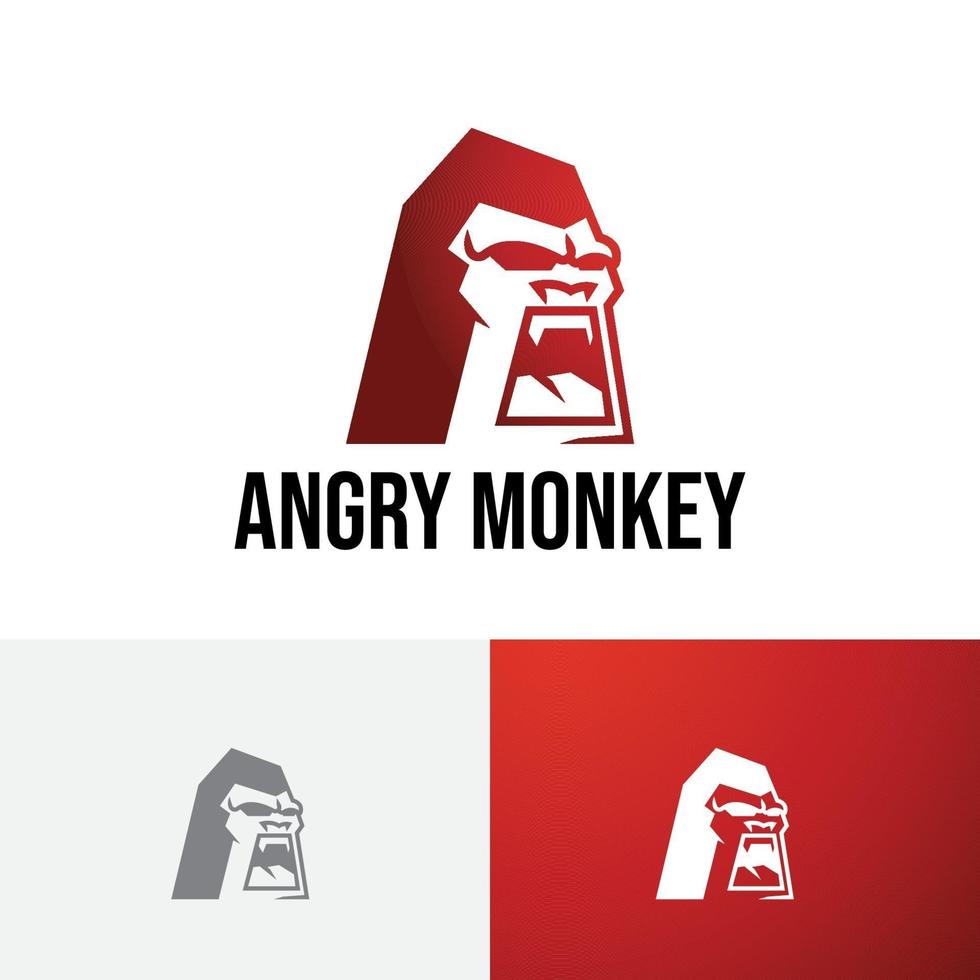 mono enojado salvaje gorila de mal humor logo de cabeza de mono vector