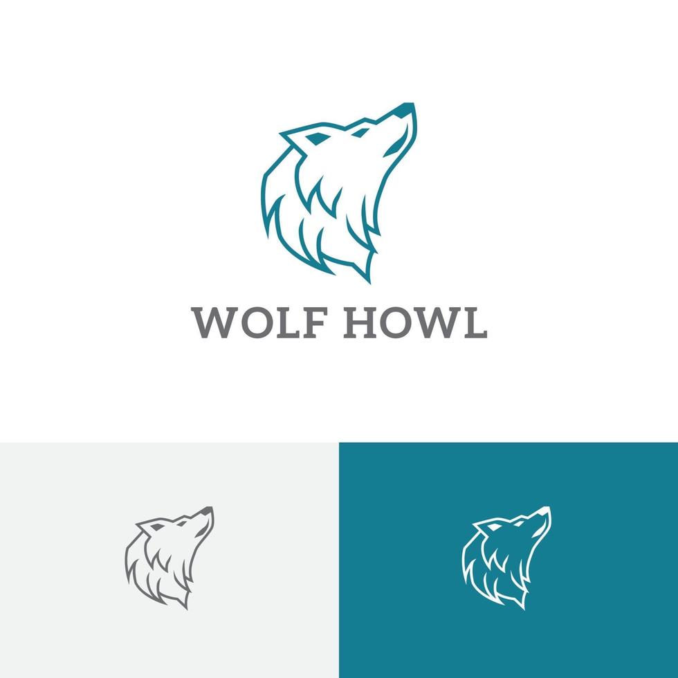 Howling Wolf Head Wild Wildlife Line Logo vector