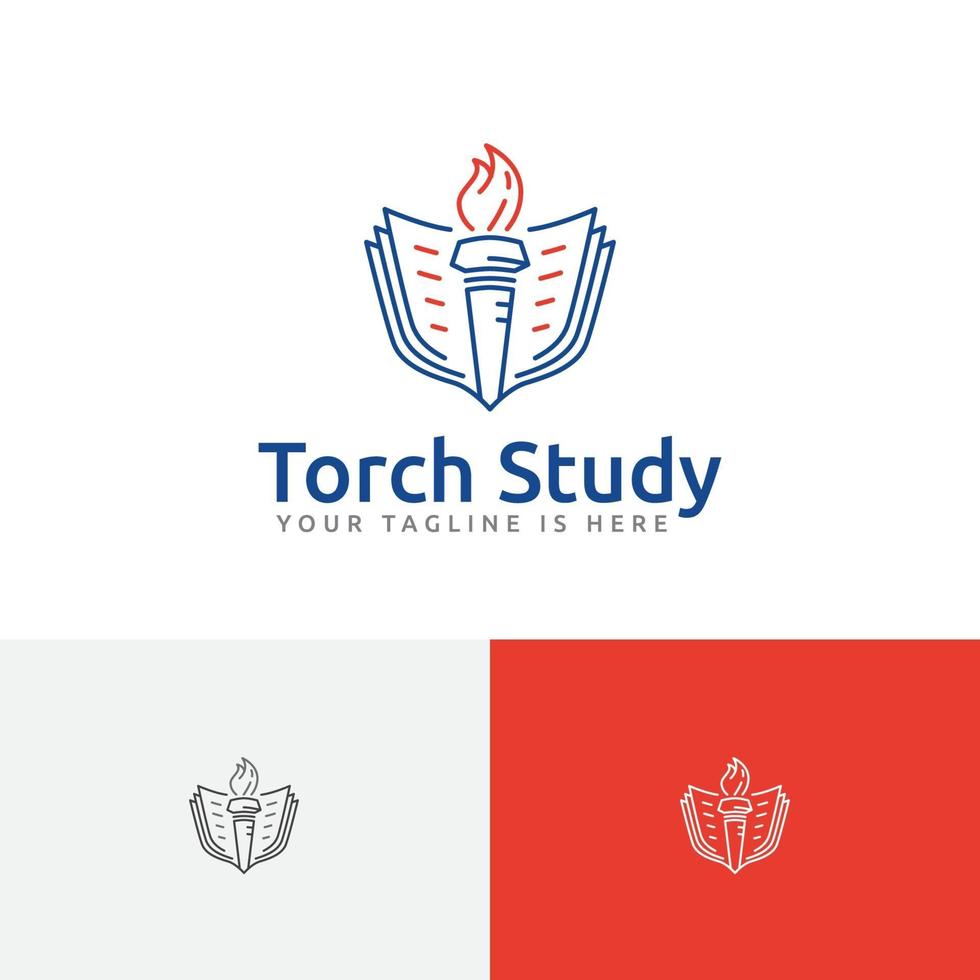 Light Fire Flame Torch Book School Study Education Line Logo vector
