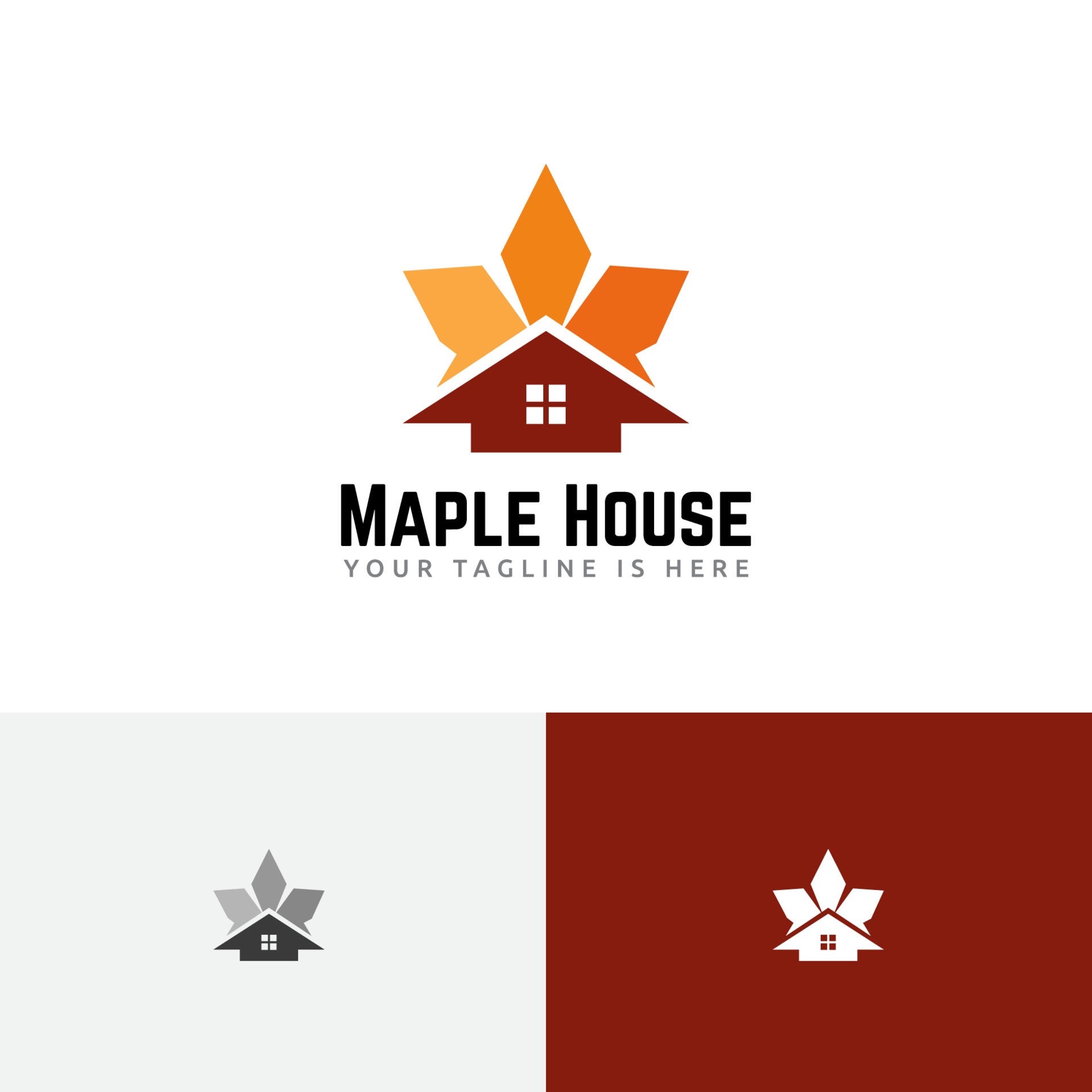Star Maple Leaf House Home Autumn Fall Season Realty Logo 3464547 royalty-f...