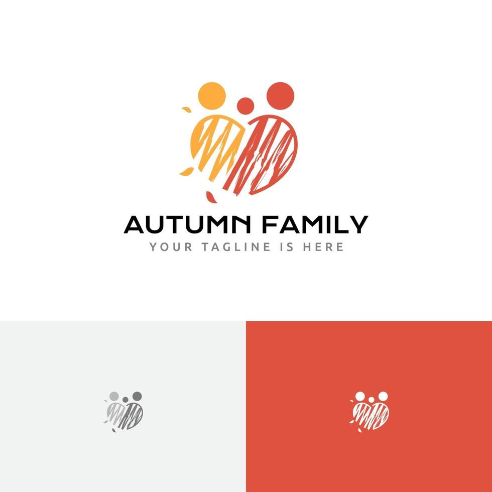 feliz otoño familia temporada de otoño amor cuidado logo vector