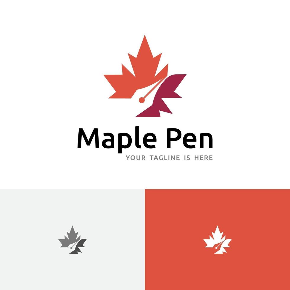 Maple Leaf Pen Education Writing School Logo vector