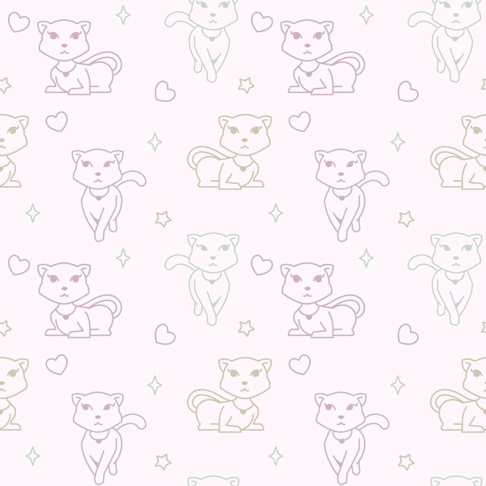 Beautiful Cat Seamless Pattern Texture Background Wrapping Ornament vector