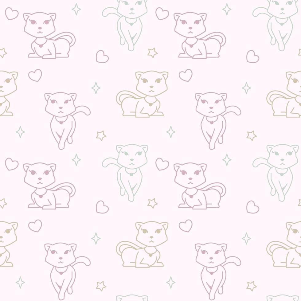 Beautiful Cat Seamless Pattern Texture Background Wrapping Ornament vector