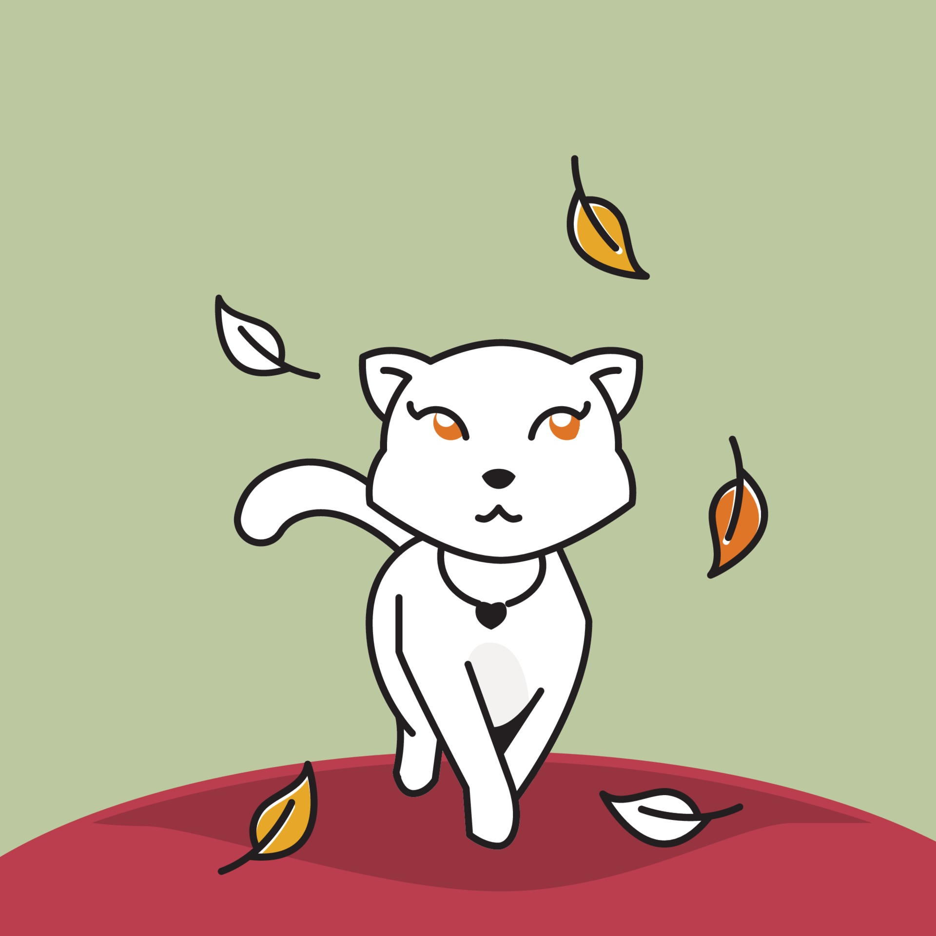 hermoso gato caminando otoño otoño hojas temporada dibujos animados 3464593  Vector en Vecteezy