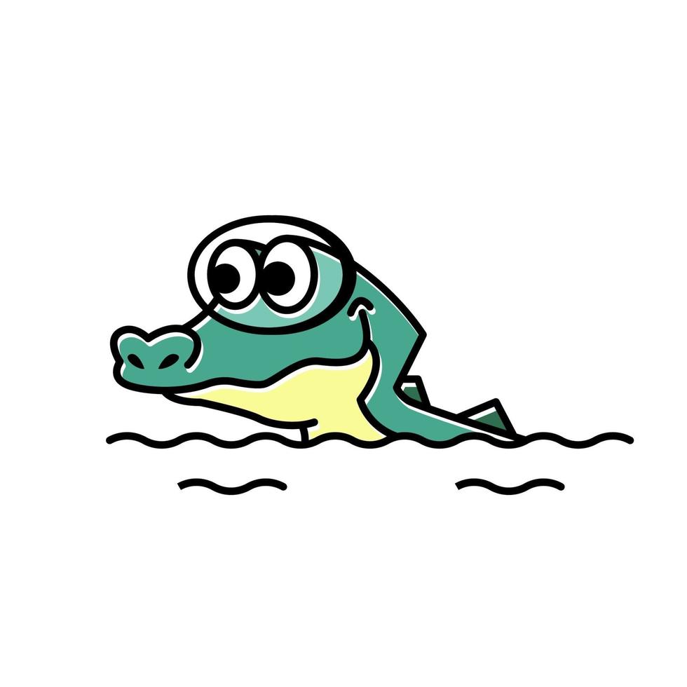 Snorkeling Swimming Crocodile Alligator Funny Cute Character Cartoon vector